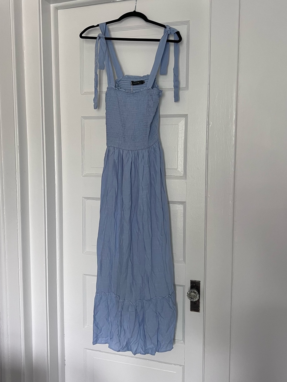 NWT Light Blue Tie-Shoulder Tiered Maxi Dress